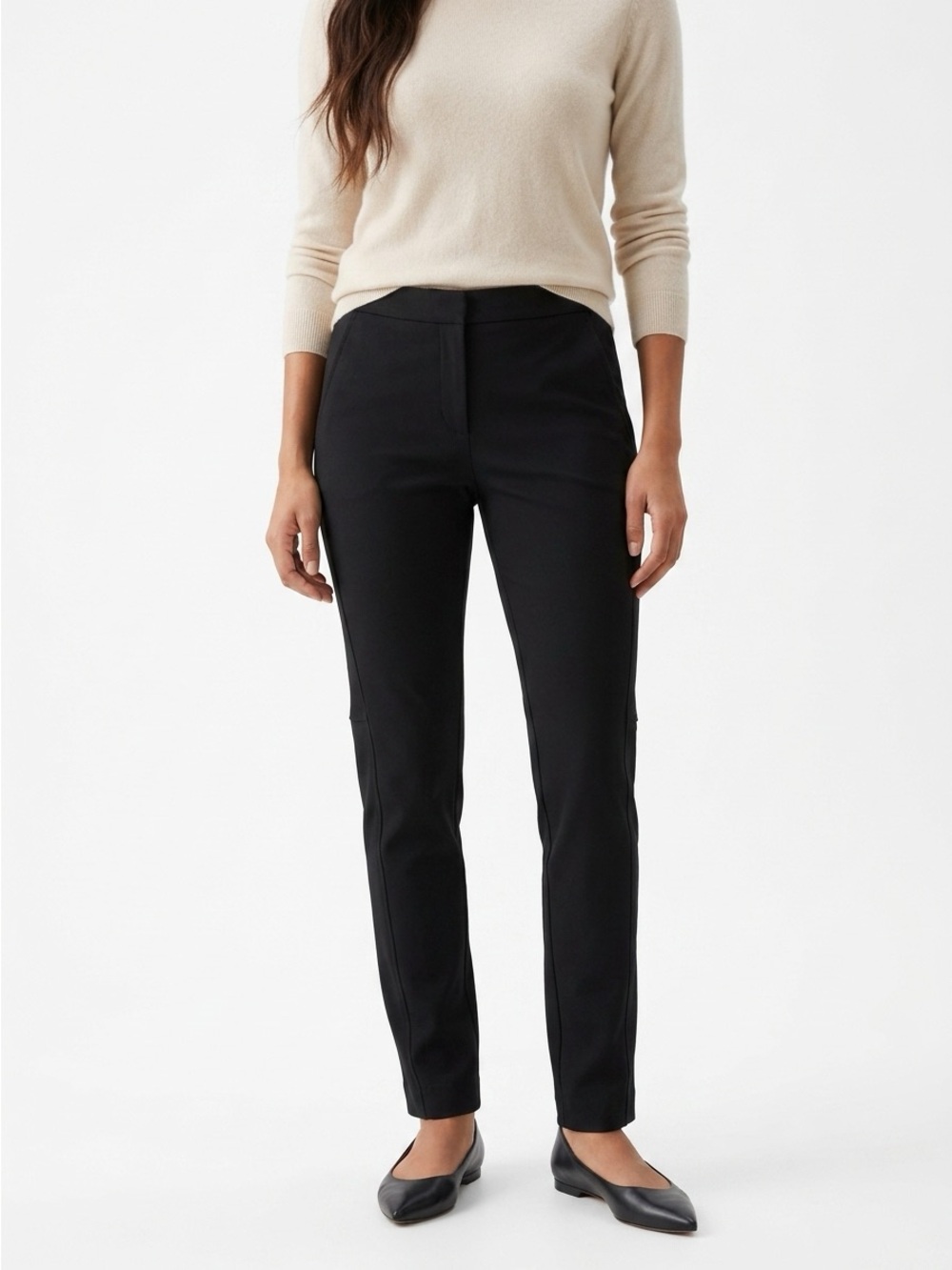 Brunello Cucinelli Side Zip Knee Seam Trousers Virgin Wool Black US 6